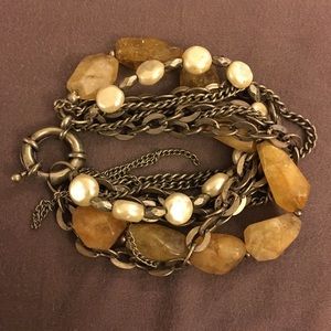Textured metal jewel bracelet